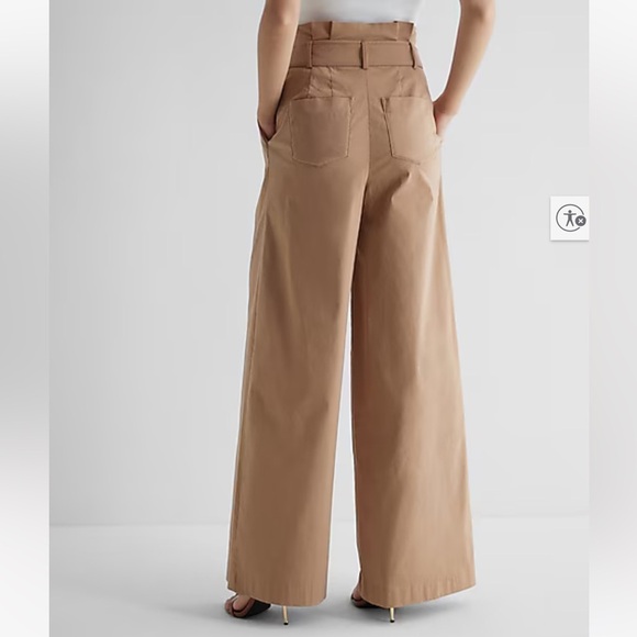 Express // Super High Waisted Belted Paperbag Wide Leg Pant - Picture 2 of 6